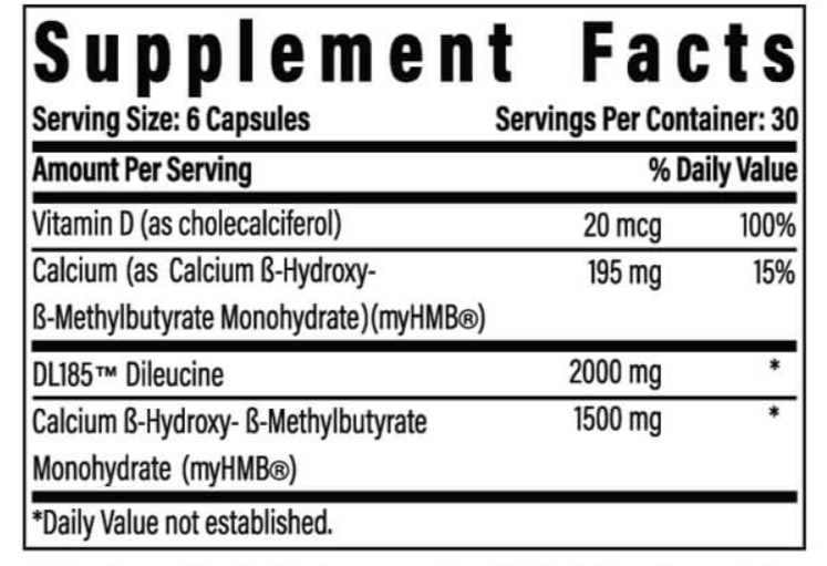 Advanced Muscle Plus Supplement Facts